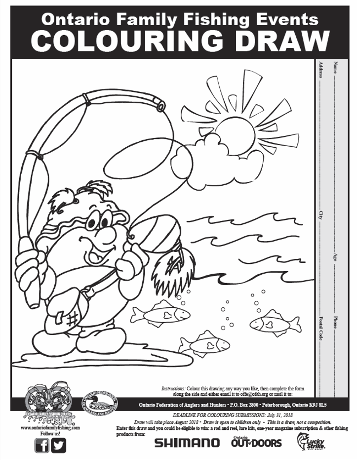 colouring draw contest ontario family fishing events